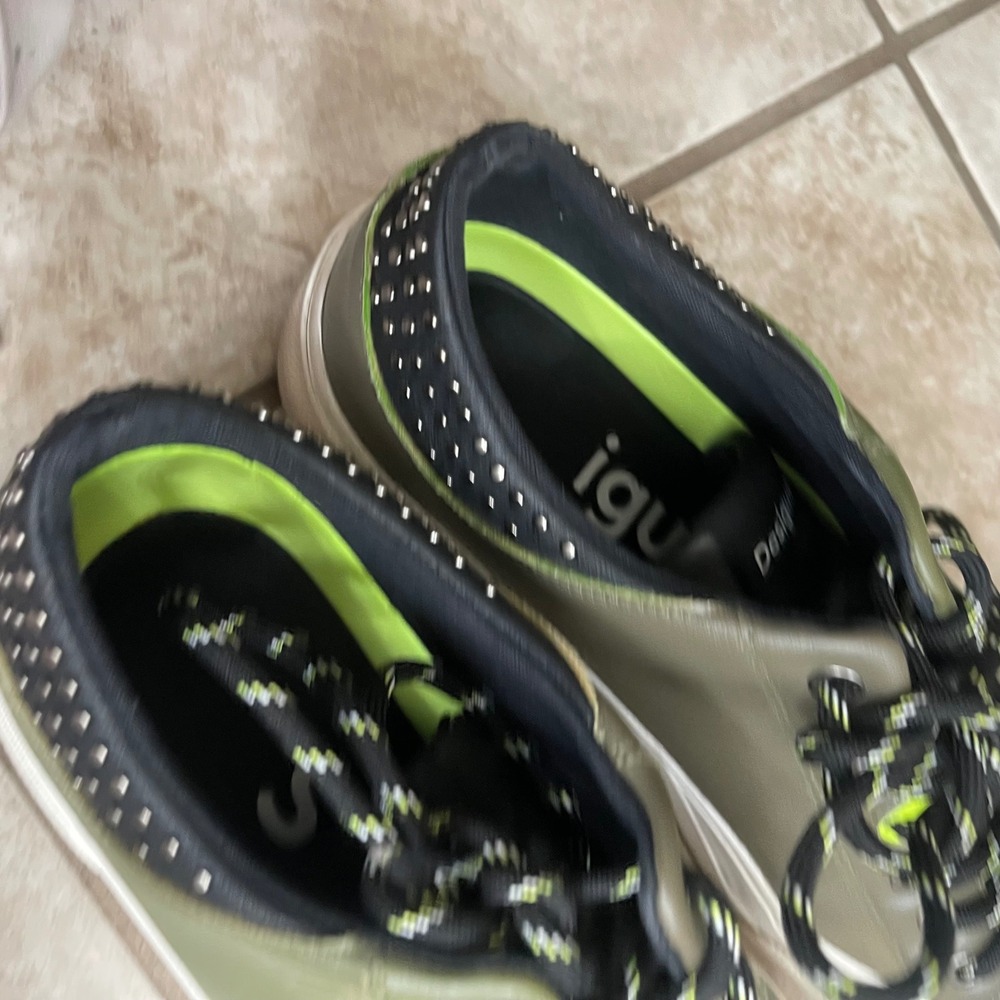Desigual olive Green Studded Lace Up Sneakers Women's size 8 shoes comfort - Picture 8 of 12